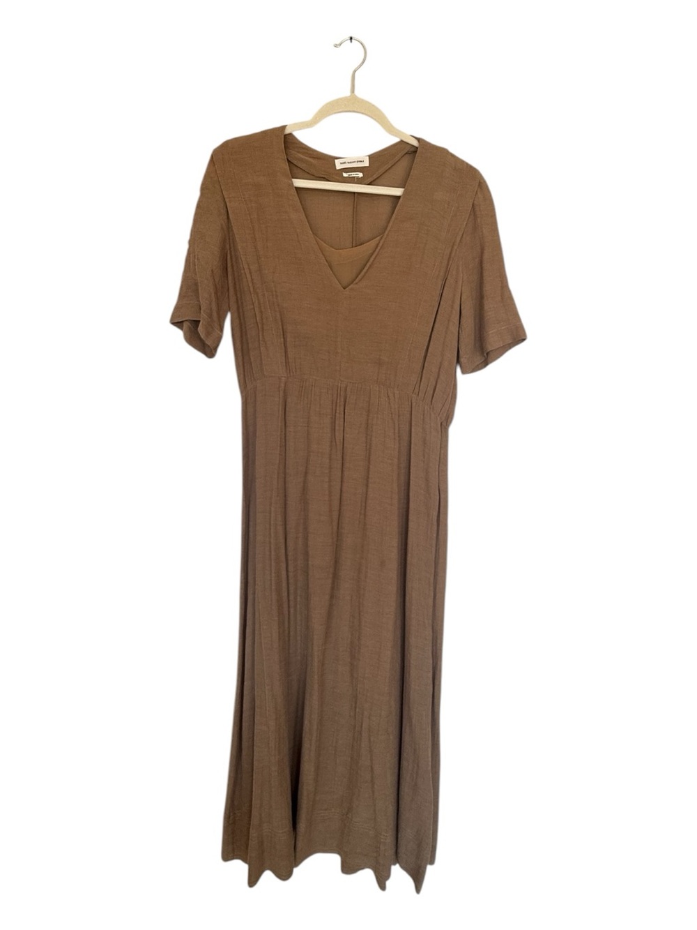 Isabel Marant Brown V-Neck Short Sleeve Midi Dress